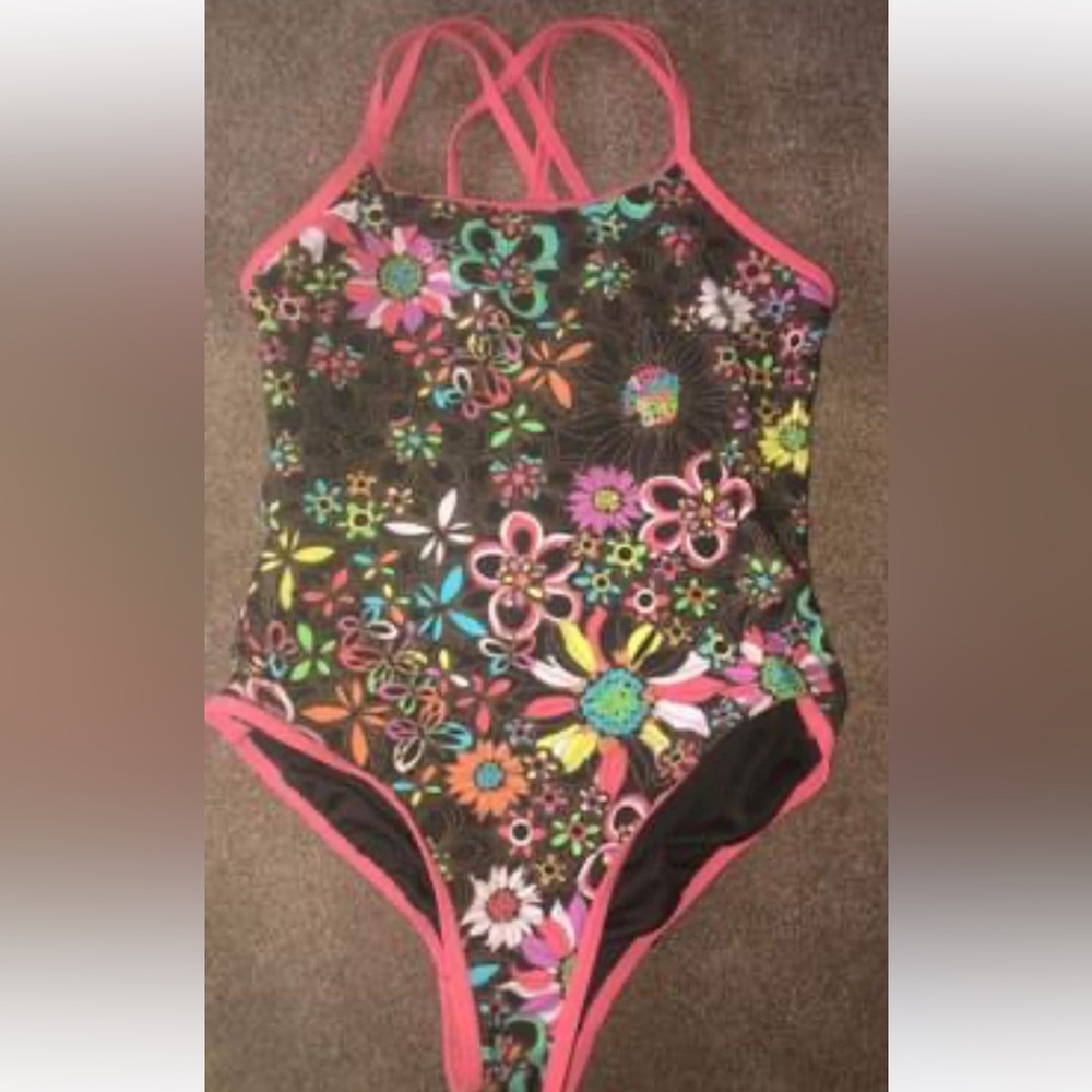 Old Navy Kids Floral One Piece - Black and Pink
